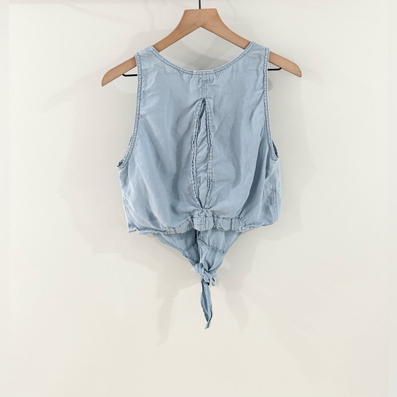 Free People Highway Cruisin Button Front Chambray Top Size Small - Picture 6 of 6